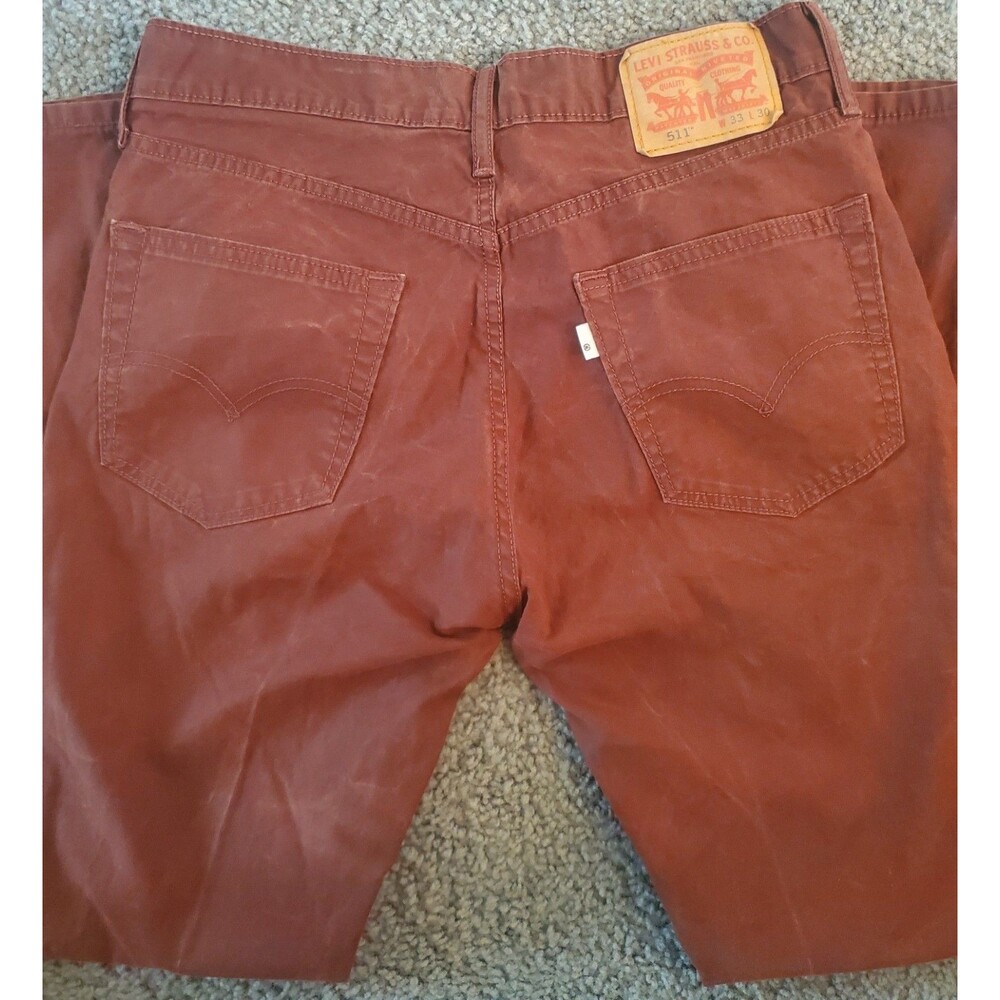 Levi's 511 Slim Fit Men's Pants 33x30 Terracotta Burnt Orange Rust Red Cotton - Picture 5 of 16
